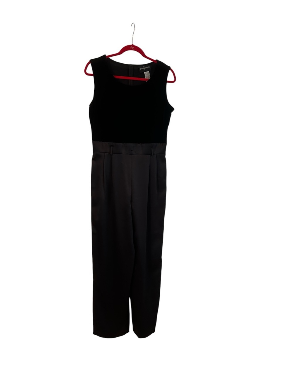 John Roberts Classic Black Velvet/Satin Sleeveless Jumpsuit Size 10